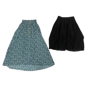 Bundle Elegant Black and Teal Floral Skirt Size Small